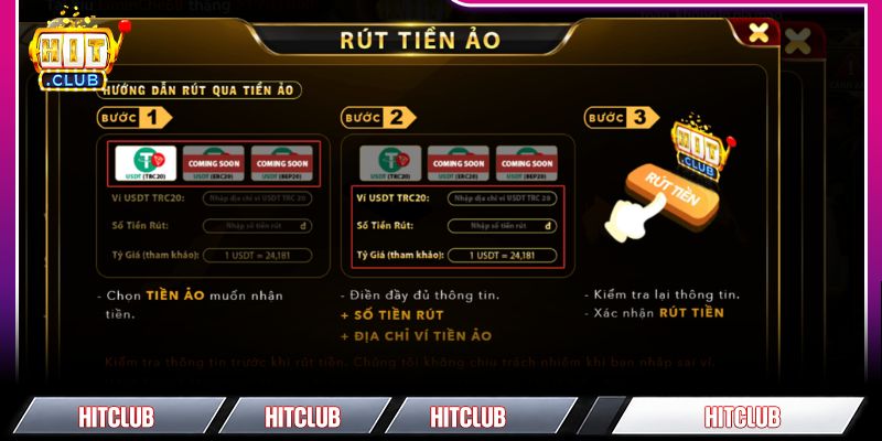 Hướng dẫn các bước rút tiền HITCLUB dễ hiểu nhất